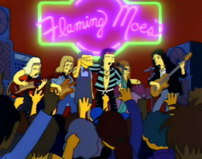 Aerosmith, primeira banda a aparecer em Os Simpsons, Episódio: Moe Flamejante